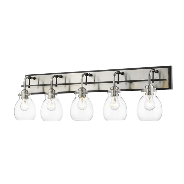 Z-Lite Kraken 5-Light Bathroom Vanity Light In Matte Black With Brushed Nickel Z-Lite Kraken 5-Light Bathroom Vanity Light In Matte Black With Brushed Nickel