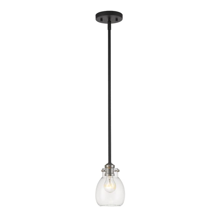 Z-Lite Kraken 1-Light Mini Pendant Light In Matte Black With Brushed Nickel Z-Lite Kraken 1-Light Mini Pendant Light In Matte Black With Brushed Nickel