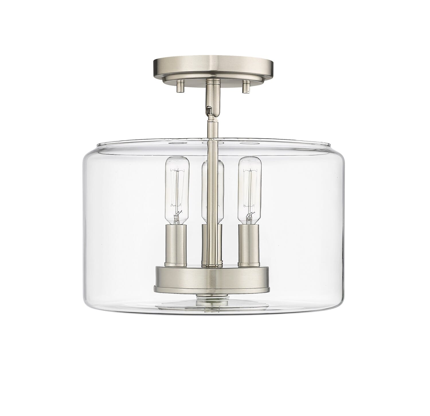 Brushed Nickel Three Light Semi-Flush Mount from the Asheville Collection