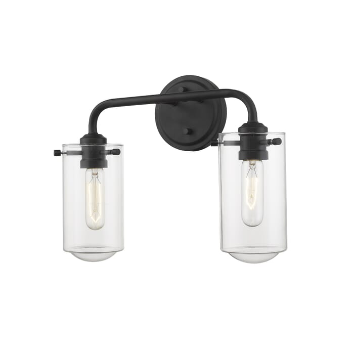 Z-Lite Delaney 2-Light Bathroom Vanity Light In Matte Black Z-Lite Delaney 2-Light Bathroom Vanity Light In Matte Black