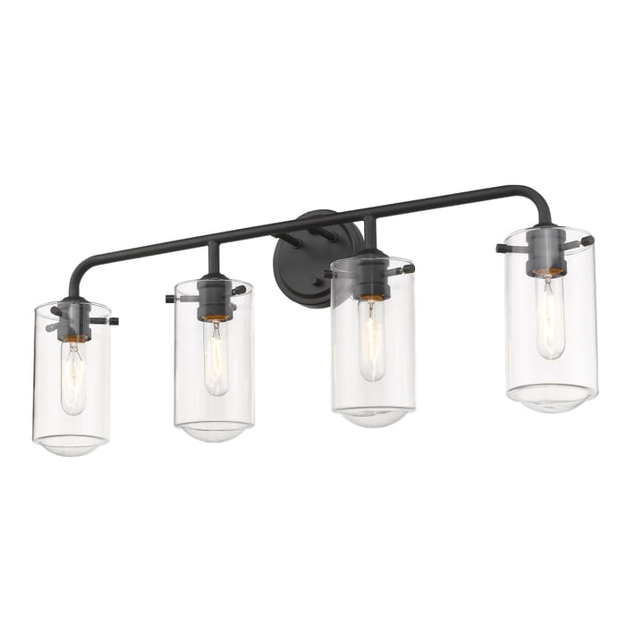 Z-Lite Delaney 4-Light Bathroom Vanity Light In Matte Black Z-Lite Delaney 4-Light Bathroom Vanity Light In Matte Black