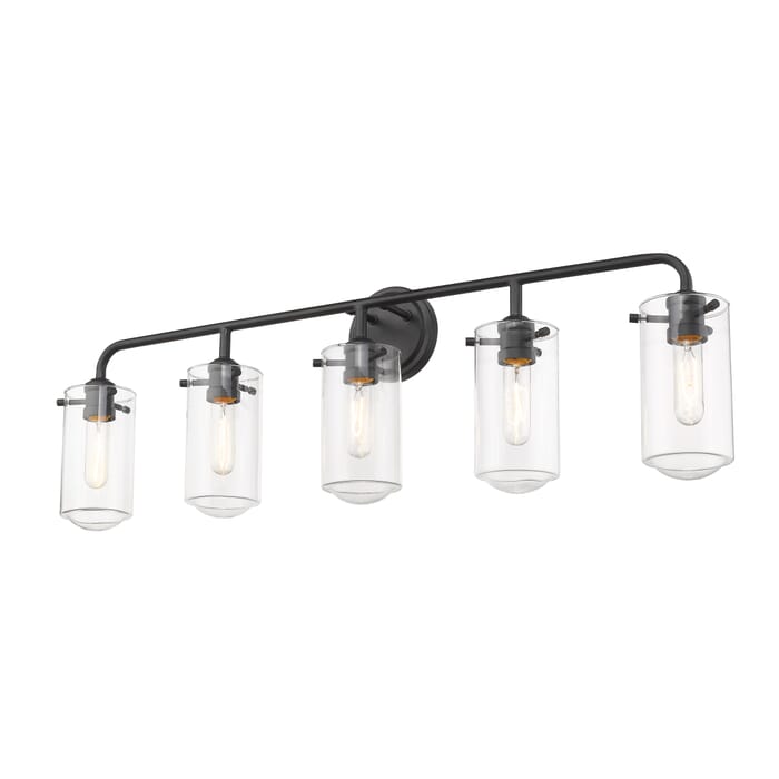 Z-Lite Delaney 5-Light Bathroom Vanity Light In Matte Black Z-Lite Delaney 5-Light Bathroom Vanity Light In Matte Black