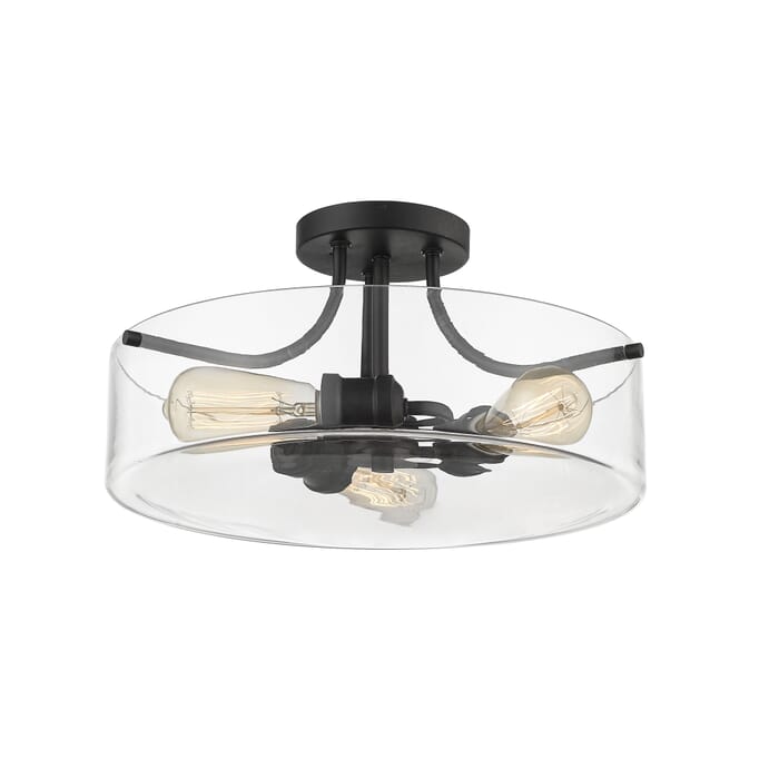 Z-Lite Delaney 3-Light Semi Flush Mount Ceiling Light In Matte Black Z-Lite Delaney 3-Light Semi Flush Mount Ceiling Light In Matte Black