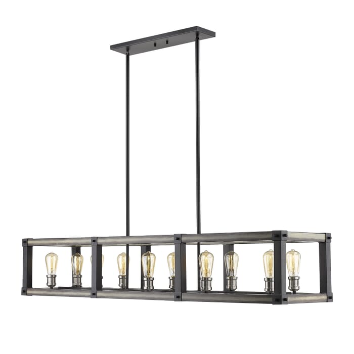 Z-Lite Kirkland 10-Light Chandelier In Ashen Barnboard Z-Lite Kirkland 10-Light Chandelier In Ashen Barnboard