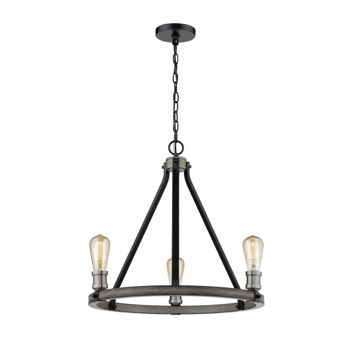 Z-Lite Kirkland 3-Light Chandelier In Ashen Barnboard Z-Lite Kirkland 3-Light Chandelier In Ashen Barnboard