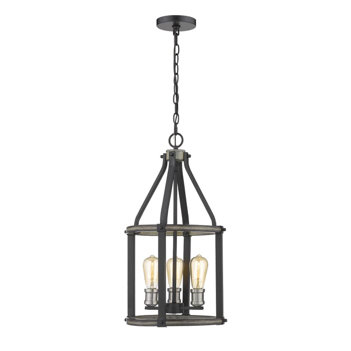 Z-Lite Kirkland 3-Light Pendant Light In Ashen Barnboard Z-Lite Kirkland 3-Light Pendant Light In Ashen Barnboard
