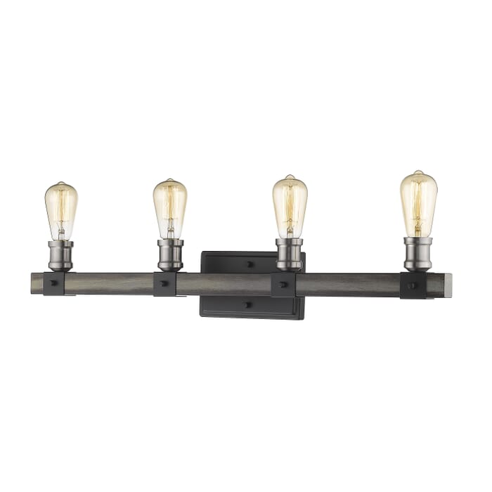 Z-Lite Kirkland 4-Light Bathroom Vanity Light In Ashen Barnboard Z-Lite Kirkland 4-Light Bathroom Vanity Light In Ashen Barnboard