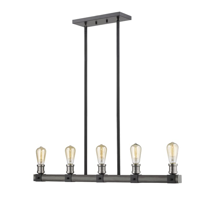 Z-Lite Kirkland 5-Light Linear Pendant Light In Ashen Barnboard Z-Lite Kirkland 5-Light Linear Pendant Light In Ashen Barnboard