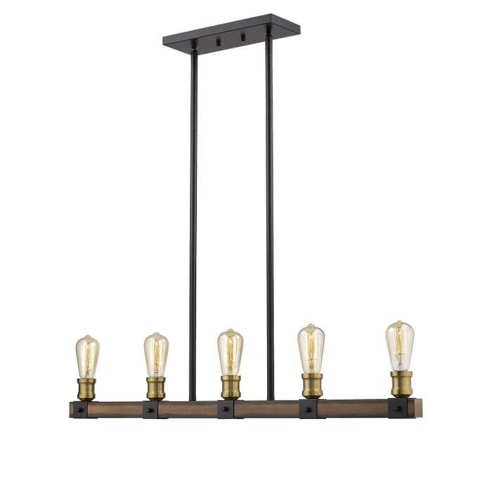 Z-Lite Kirkland 5-Light Linear Pendant Light In Rustic Mahogany Z-Lite Kirkland 5-Light Linear Pendant Light In Rustic Mahogany
