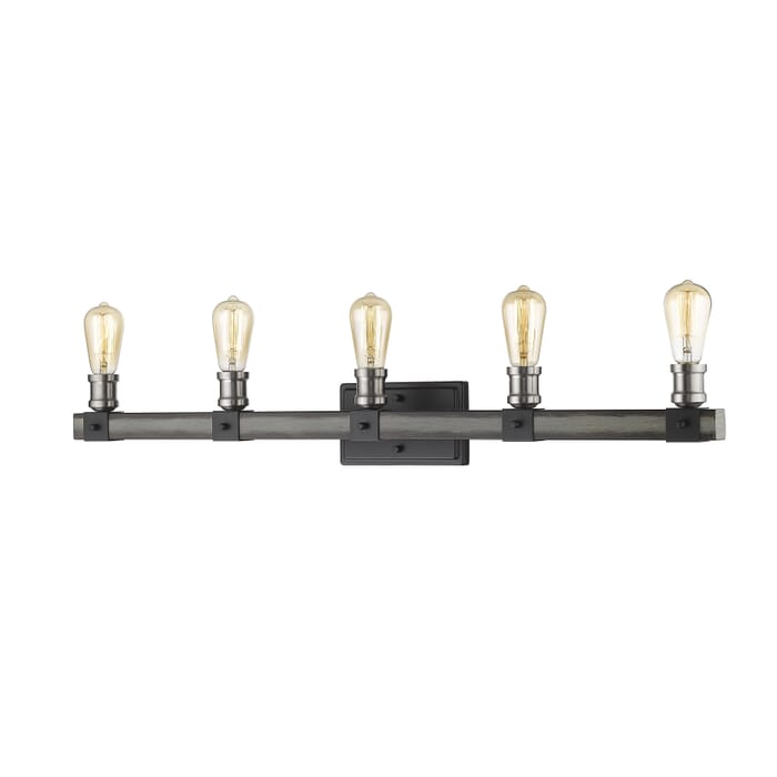 Z-Lite Kirkland 5-Light Bathroom Vanity Light In Ashen Barnboard Z-Lite Kirkland 5-Light Bathroom Vanity Light In Ashen Barnboard