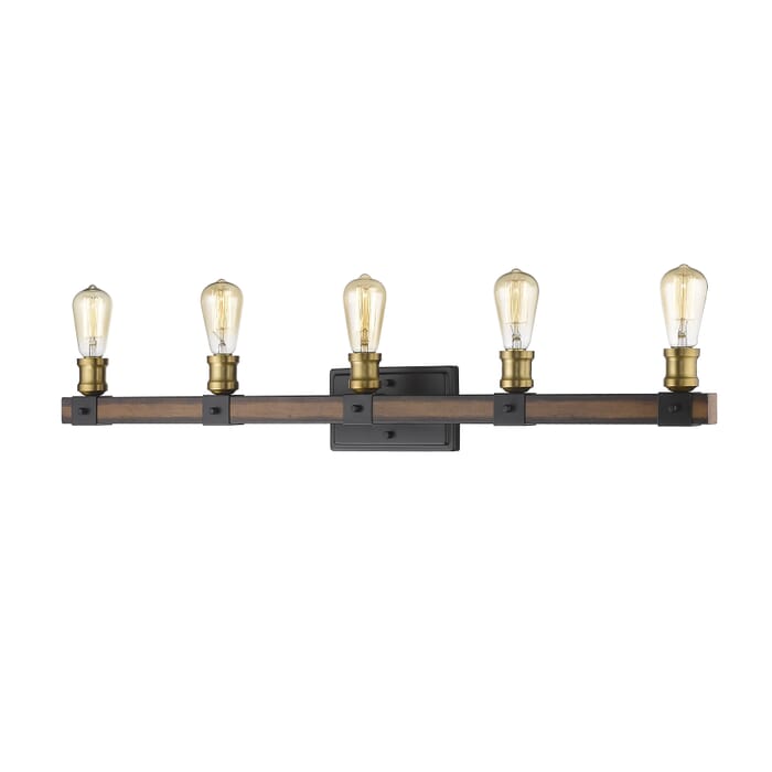 Z-Lite Kirkland 5-Light Bathroom Vanity Light In Rustic Mahogany Z-Lite Kirkland 5-Light Bathroom Vanity Light In Rustic Mahogany
