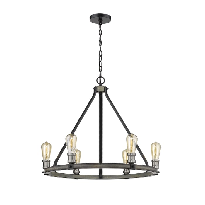 Z-Lite Kirkland 6-Light Chandelier In Ashen Barnboard Z-Lite Kirkland 6-Light Chandelier In Ashen Barnboard