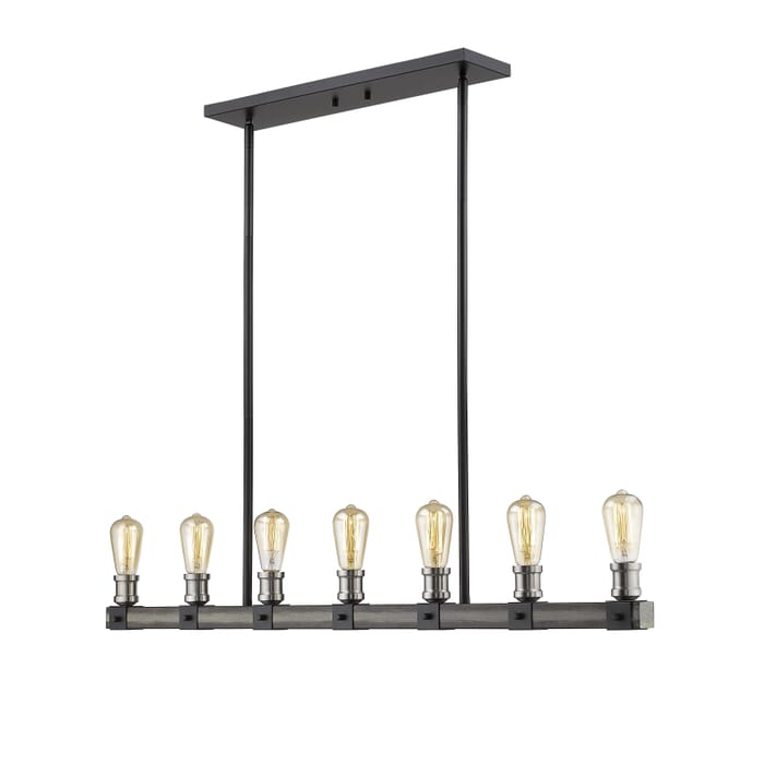 Z-Lite Kirkland 7-Light Linear Pendant Light In Ashen Barnboard Z-Lite Kirkland 7-Light Linear Pendant Light In Ashen Barnboard