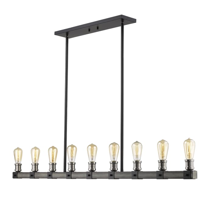 Z-Lite Kirkland 9-Light Linear Pendant Light In Ashen Barnboard Z-Lite Kirkland 9-Light Linear Pendant Light In Ashen Barnboard
