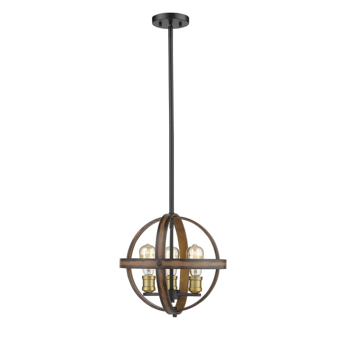 Z-Lite Kirkland 3-Light Pendant Light In Rustic Mahogany Z-Lite Kirkland 3-Light Pendant Light In Rustic Mahogany