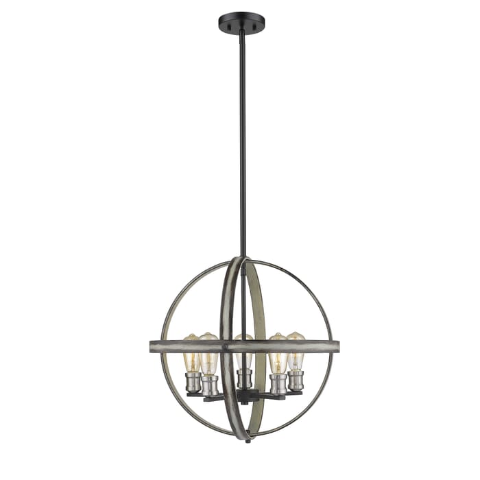 Z-Lite Kirkland 5-Light Pendant Light In Ashen Barnboard Z-Lite Kirkland 5-Light Pendant Light In Ashen Barnboard