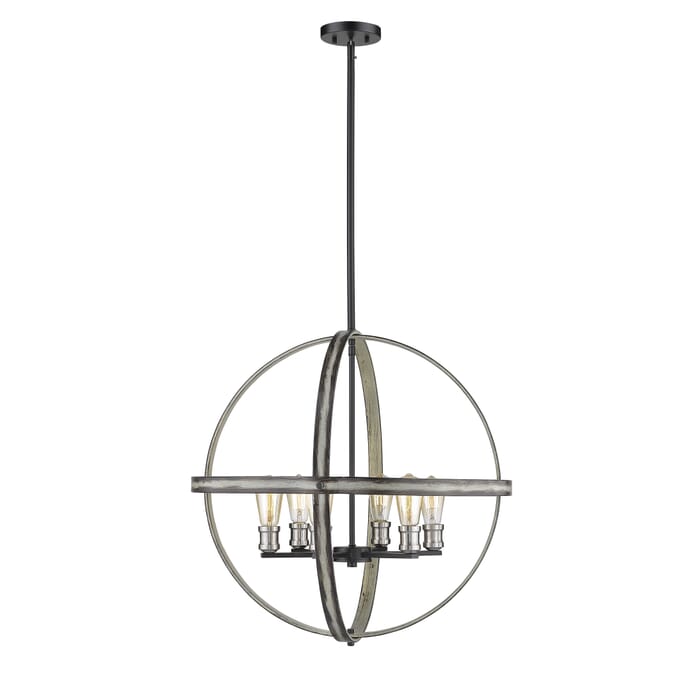 Z-Lite Kirkland 6-Light Pendant Light In Ashen Barnboard Z-Lite Kirkland 6-Light Pendant Light In Ashen Barnboard