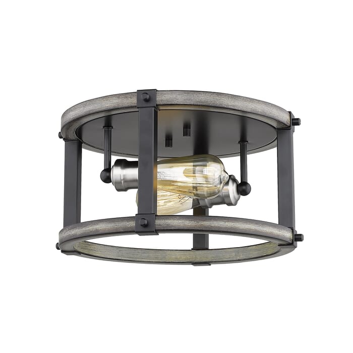 Z-Lite Kirkland 2-Light Flush Mount Ceiling Light In Ashen Barnboard Z-Lite Kirkland 2-Light Flush Mount Ceiling Light In Ashen Barnboard