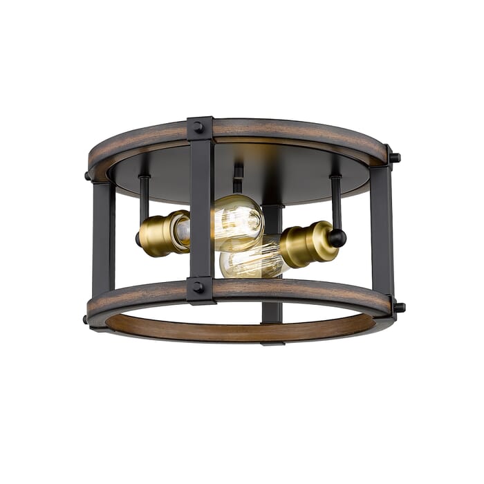 Z-Lite Kirkland 2-Light Flush Mount Ceiling Light In Rustic Mahogany Z-Lite Kirkland 2-Light Flush Mount Ceiling Light In Rustic Mahogany