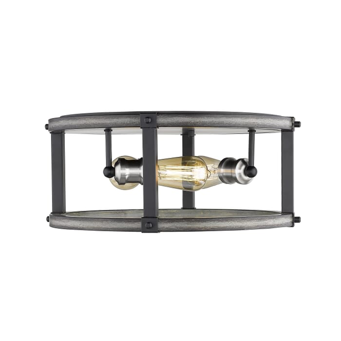 Z-Lite Kirkland 3-Light Flush Mount Ceiling Light In Ashen Barnboard Z-Lite Kirkland 3-Light Flush Mount Ceiling Light In Ashen Barnboard