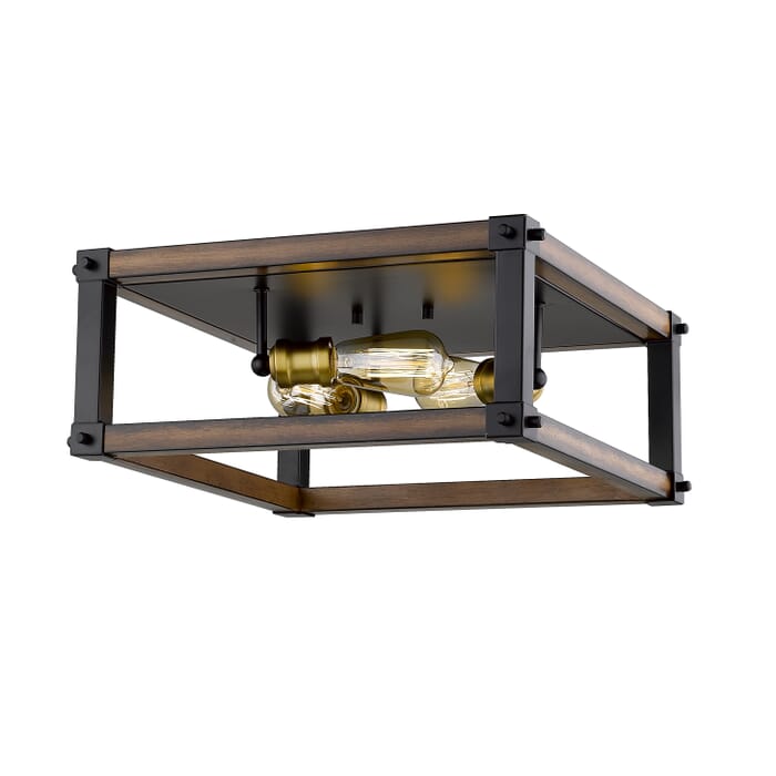 Z-Lite Kirkland 3-Light Flush Mount Ceiling Light In Rustic Mahogany Z-Lite Kirkland 3-Light Flush Mount Ceiling Light In Rustic Mahogany