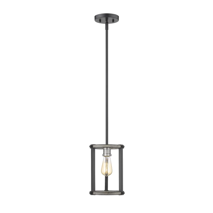 Z-Lite Kirkland 1-Light Mini Pendant Light In Ashen Barnboard Z-Lite Kirkland 1-Light Mini Pendant Light In Ashen Barnboard