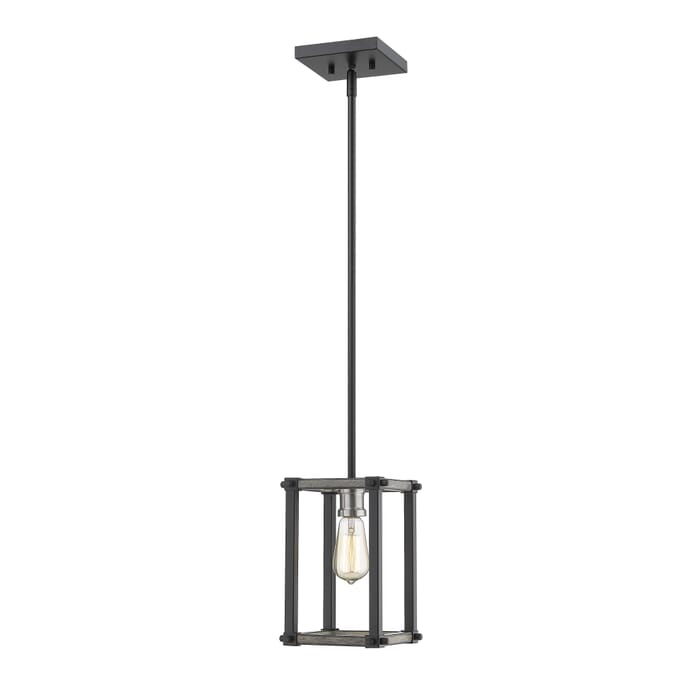 Z-Lite Kirkland 1-Light Mini Pendant Light In Ashen Barnboard Z-Lite Kirkland 1-Light Mini Pendant Light In Ashen Barnboard