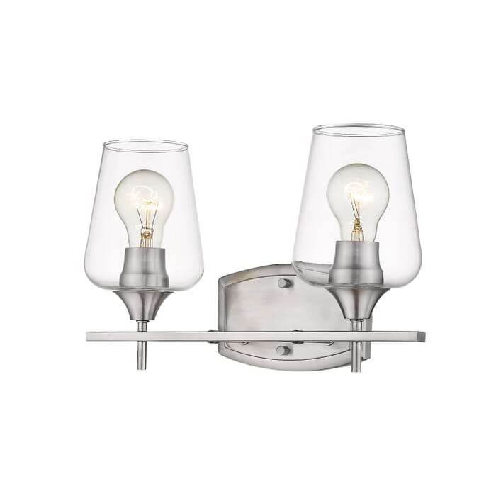 Z-Lite Joliet 2-Light Bathroom Vanity Light In Brushed Nickel Z-Lite Joliet 2-Light Bathroom Vanity Light In Brushed Nickel