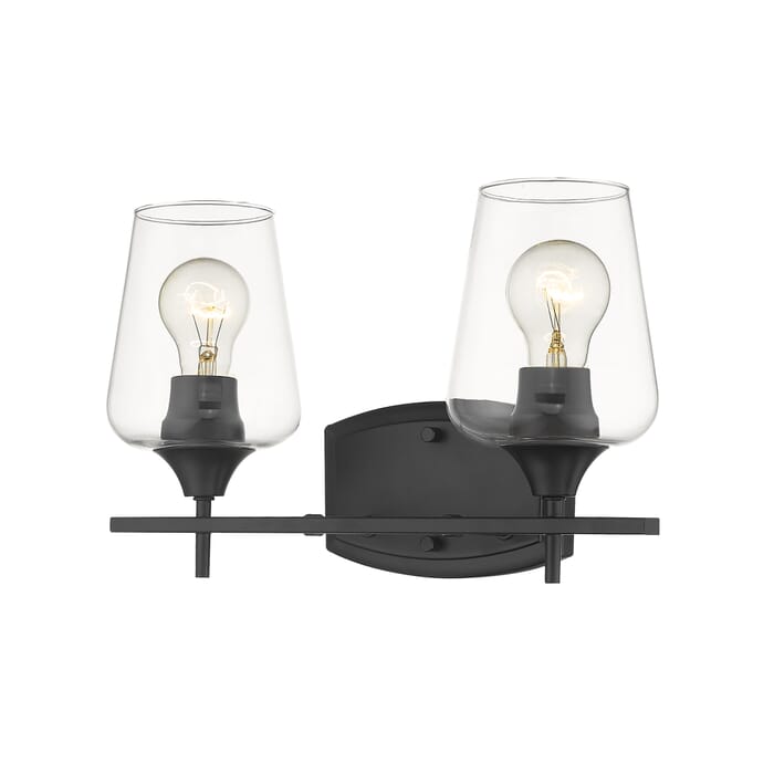 Z-Lite Joliet 2-Light Bathroom Vanity Light In Matte Black Z-Lite Joliet 2-Light Bathroom Vanity Light In Matte Black