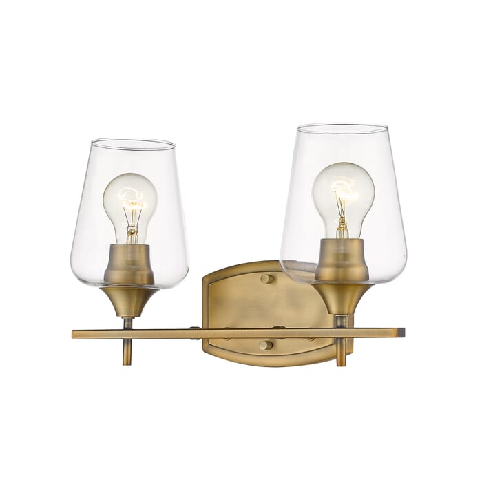 Z-Lite Joliet 2-Light Bathroom Vanity Light In Olde Brass Z-Lite Joliet 2-Light Bathroom Vanity Light In Olde Brass