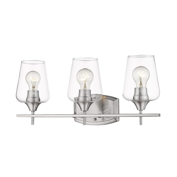 Z-Lite Joliet 3-Light Bathroom Vanity Light In Brushed Nickel Z-Lite Joliet 3-Light Bathroom Vanity Light In Brushed Nickel