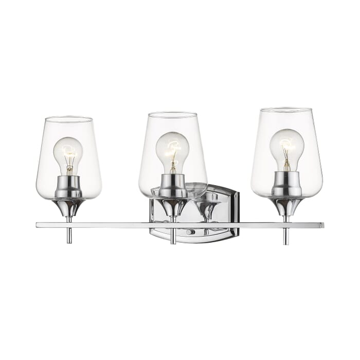 Z-Lite Joliet 3-Light Bathroom Vanity Light In Chrome Z-Lite Joliet 3-Light Bathroom Vanity Light In Chrome