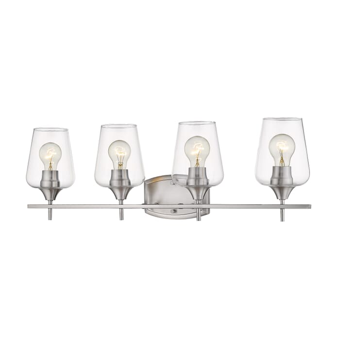 Z-Lite Joliet 4-Light Bathroom Vanity Light In Brushed Nickel Z-Lite Joliet 4-Light Bathroom Vanity Light In Brushed Nickel