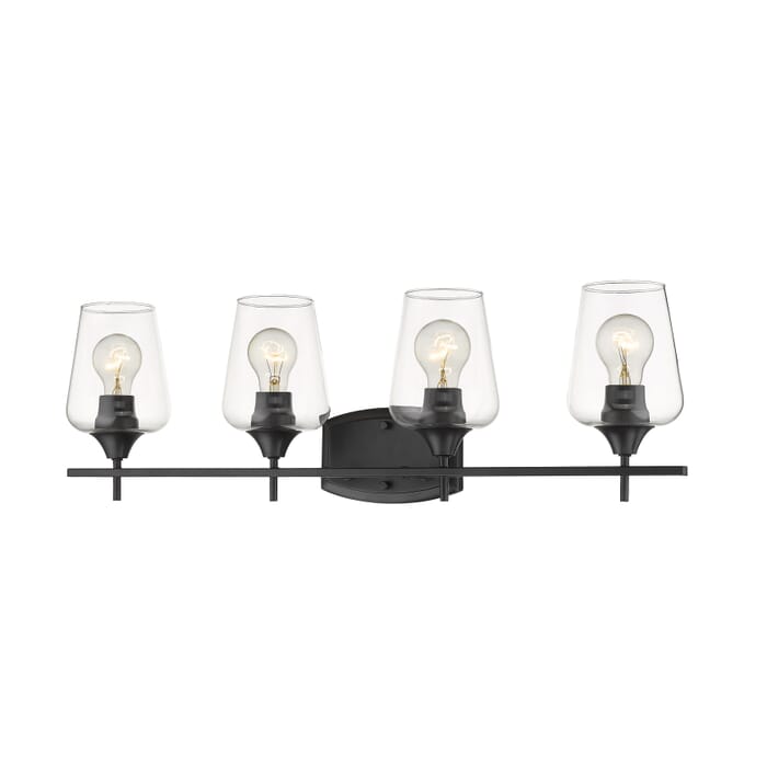 Z-Lite Joliet 4-Light Bathroom Vanity Light In Matte Black Z-Lite Joliet 4-Light Bathroom Vanity Light In Matte Black