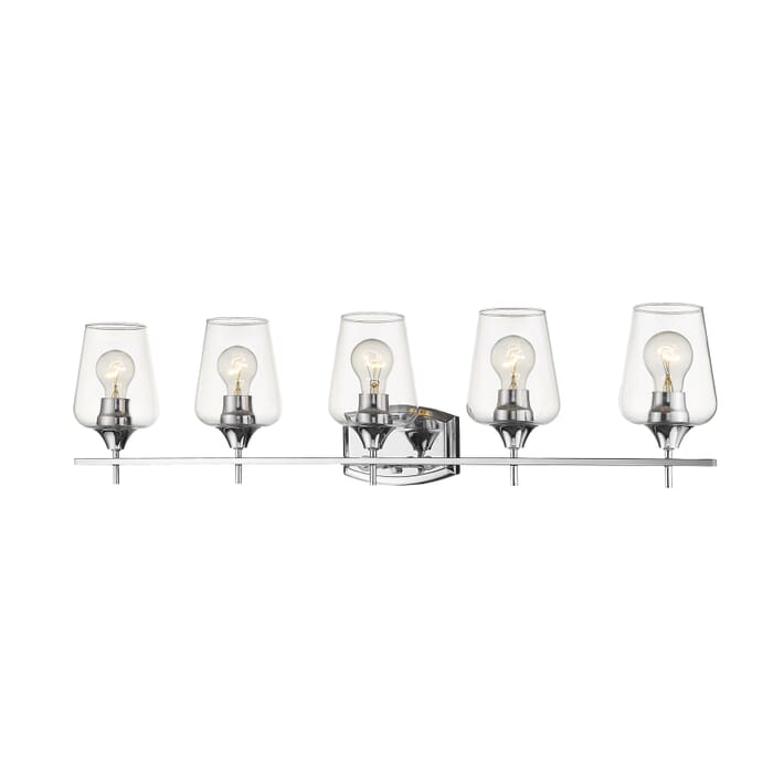 Z-Lite Joliet 5-Light Bathroom Vanity Light In Chrome Z-Lite Joliet 5-Light Bathroom Vanity Light In Chrome