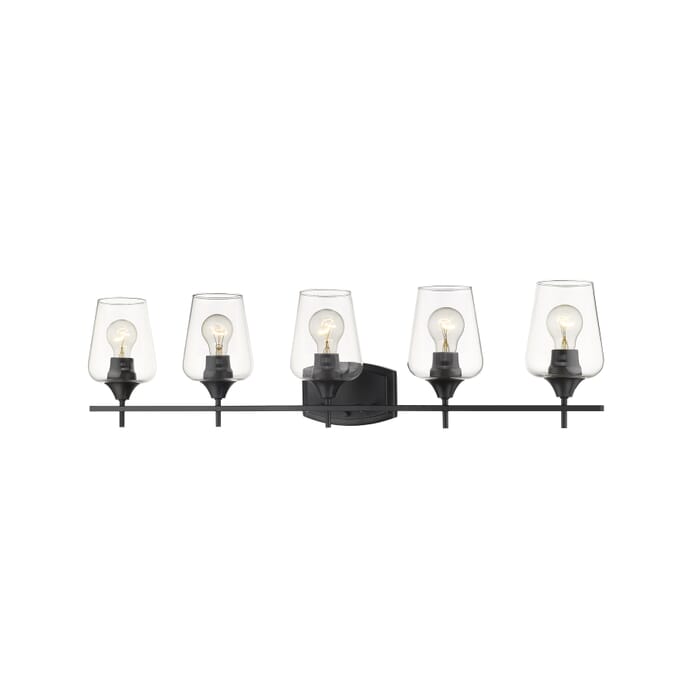 Z-Lite Joliet 5-Light Bathroom Vanity Light In Matte Black Z-Lite Joliet 5-Light Bathroom Vanity Light In Matte Black