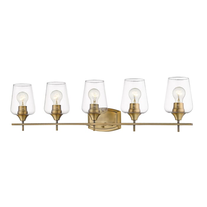 Z-Lite Joliet 5-Light Bathroom Vanity Light In Olde Brass Z-Lite Joliet 5-Light Bathroom Vanity Light In Olde Brass