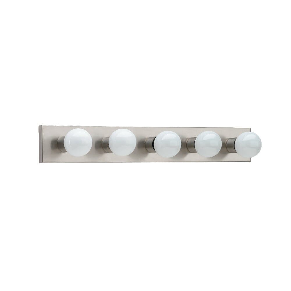 Center Stage 5-Light Bathroom Vanity Light in Brushed Stainless