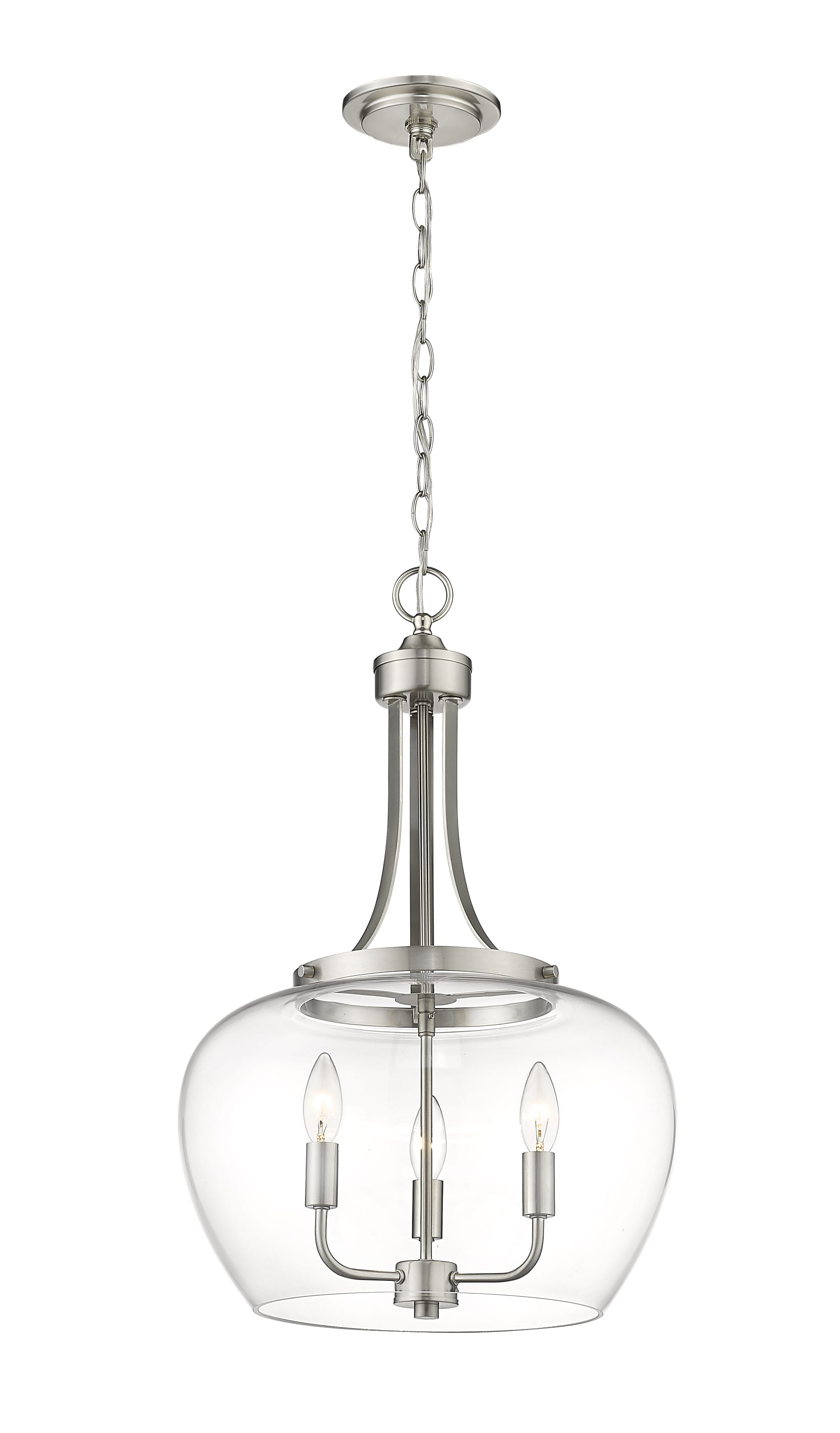 Z-Lite Joliet 3-Light Pendant Light In Brushed Nickel