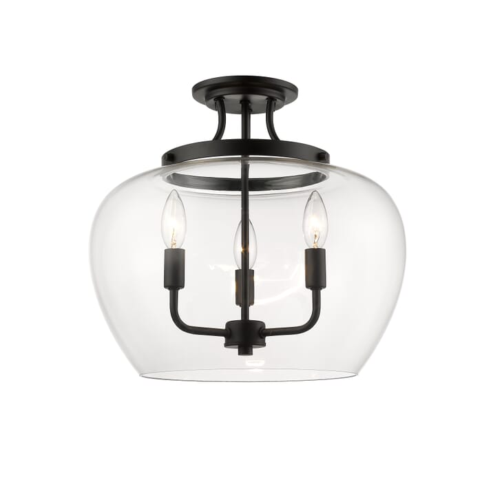 Z-Lite Joliet 3-Light Semi Flush Mount Ceiling Light In Matte Black Z-Lite Joliet 3-Light Semi Flush Mount Ceiling Light In Matte Black