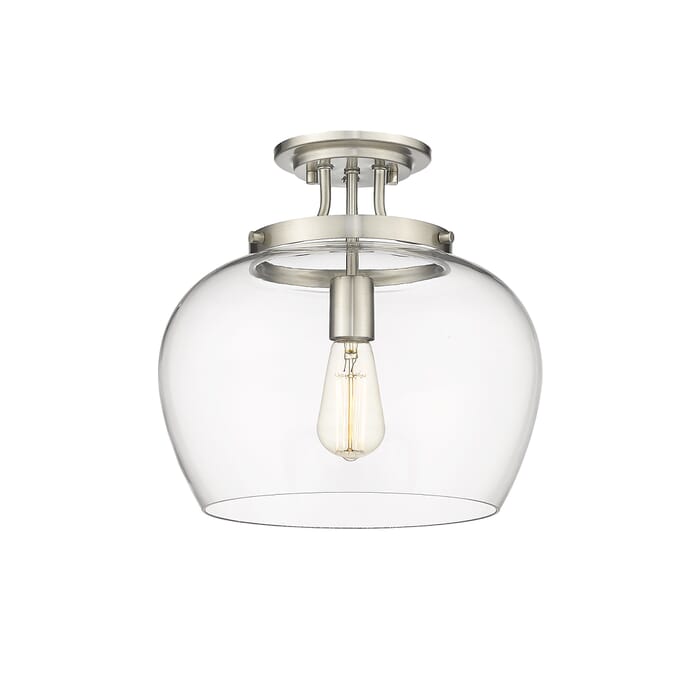 Z-Lite Joliet 1-Light Semi Flush Mount Ceiling Light In Brushed Nickel Z-Lite Joliet 1-Light Semi Flush Mount Ceiling Light In Brushed Nickel