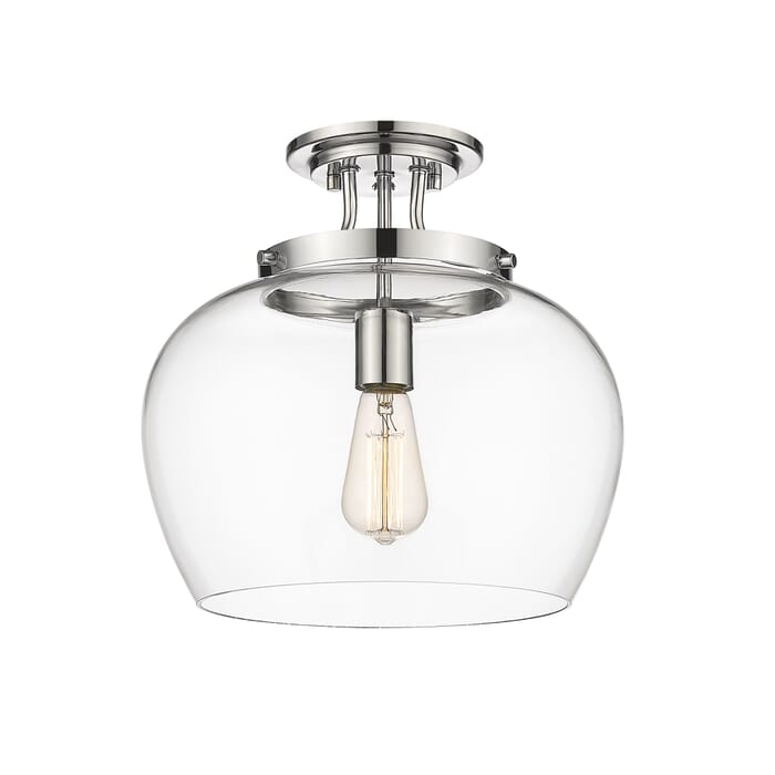 Z-Lite Joliet 1-Light Semi Flush Mount Ceiling Light In Chrome Z-Lite Joliet 1-Light Semi Flush Mount Ceiling Light In Chrome
