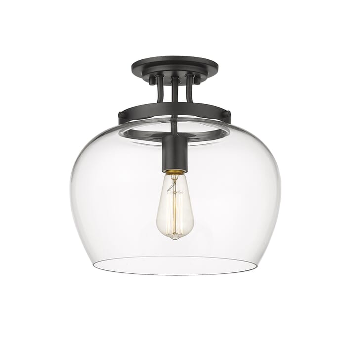 Z-Lite Joliet 1-Light Semi Flush Mount Ceiling Light In Matte Black Z-Lite Joliet 1-Light Semi Flush Mount Ceiling Light In Matte Black