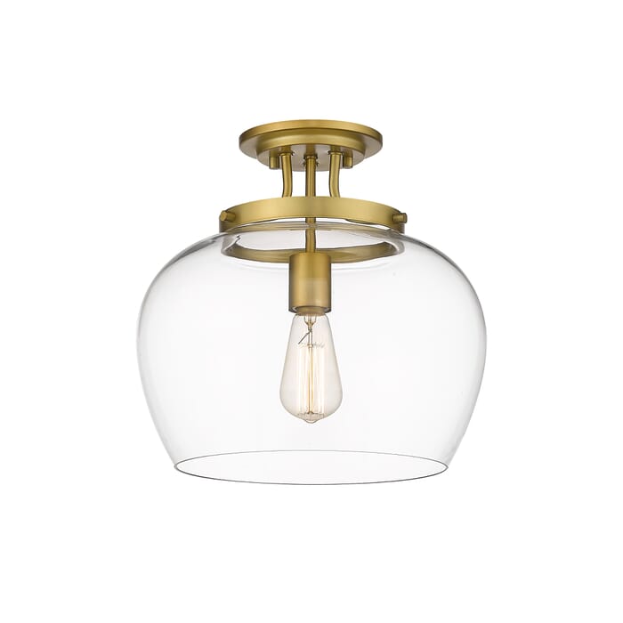 Z-Lite Joliet 1-Light Semi Flush Mount Ceiling Light In Olde Brass Z-Lite Joliet 1-Light Semi Flush Mount Ceiling Light In Olde Brass