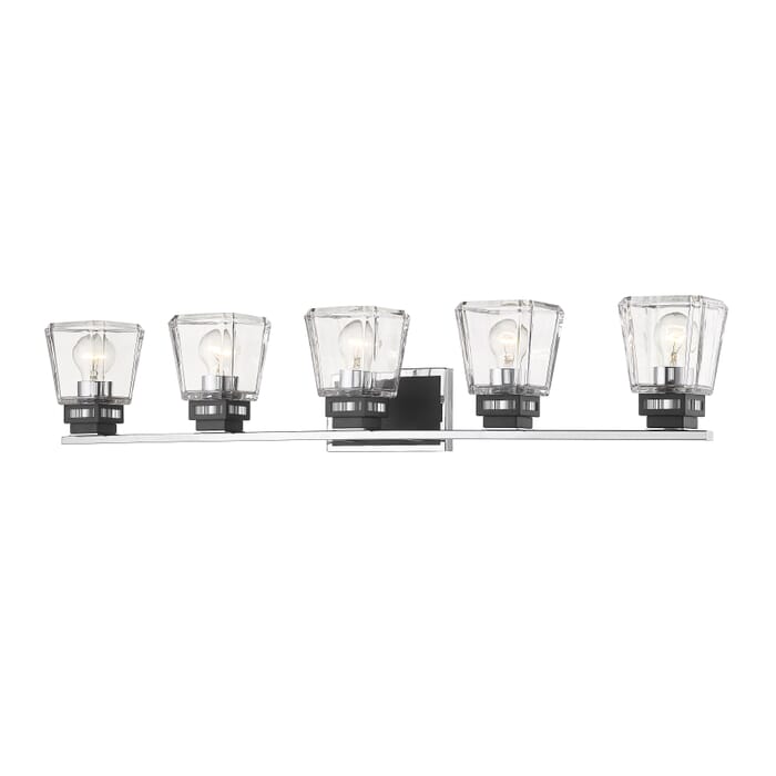 Z-Lite Jackson 5-Light Bathroom Vanity Light In Chrome With Matte Black Z-Lite Jackson 5-Light Bathroom Vanity Light In Chrome With Matte Black