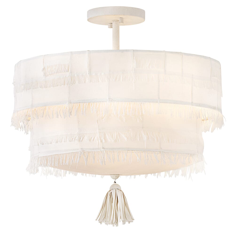 Textured Plaster LED Semi-Flush Mount from the Baya Collection