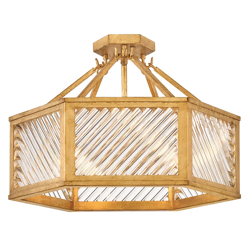 Distressed Brass LED Semi-Flush Mount from the Sura Collection