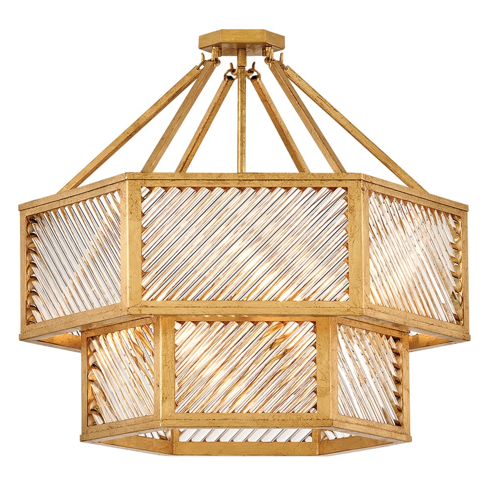Distressed Brass LED Chandelier from the Sura Collection
