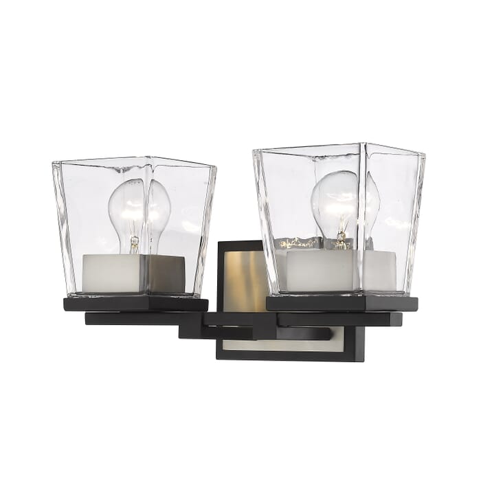 Z-Lite Bleeker Street 2-Light Bathroom Vanity Light In Matte Black With Brushed Nickel Z-Lite Bleeker Street 2-Light Bathroom Vanity Light In Matte Black With Brushed Nickel