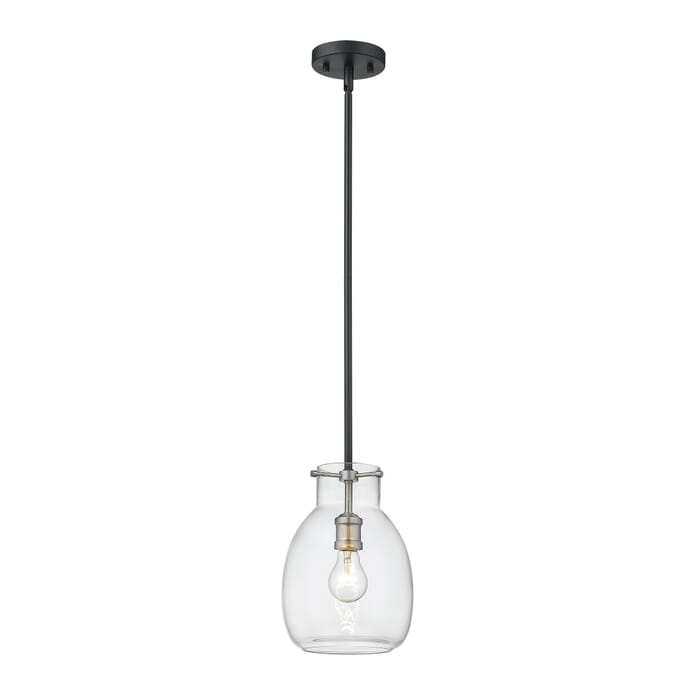 Z-Lite Bella 1-Light Mini Pendant Light In Matte Black With Brushed Nickel Z-Lite Bella 1-Light Mini Pendant Light In Matte Black With Brushed Nickel